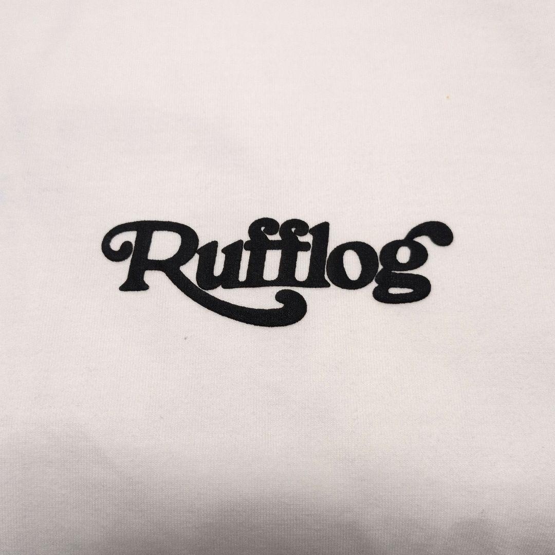 RUFFLOG ラフロッグ モックネックシャツ L デカロゴ 半袖 ホワイト