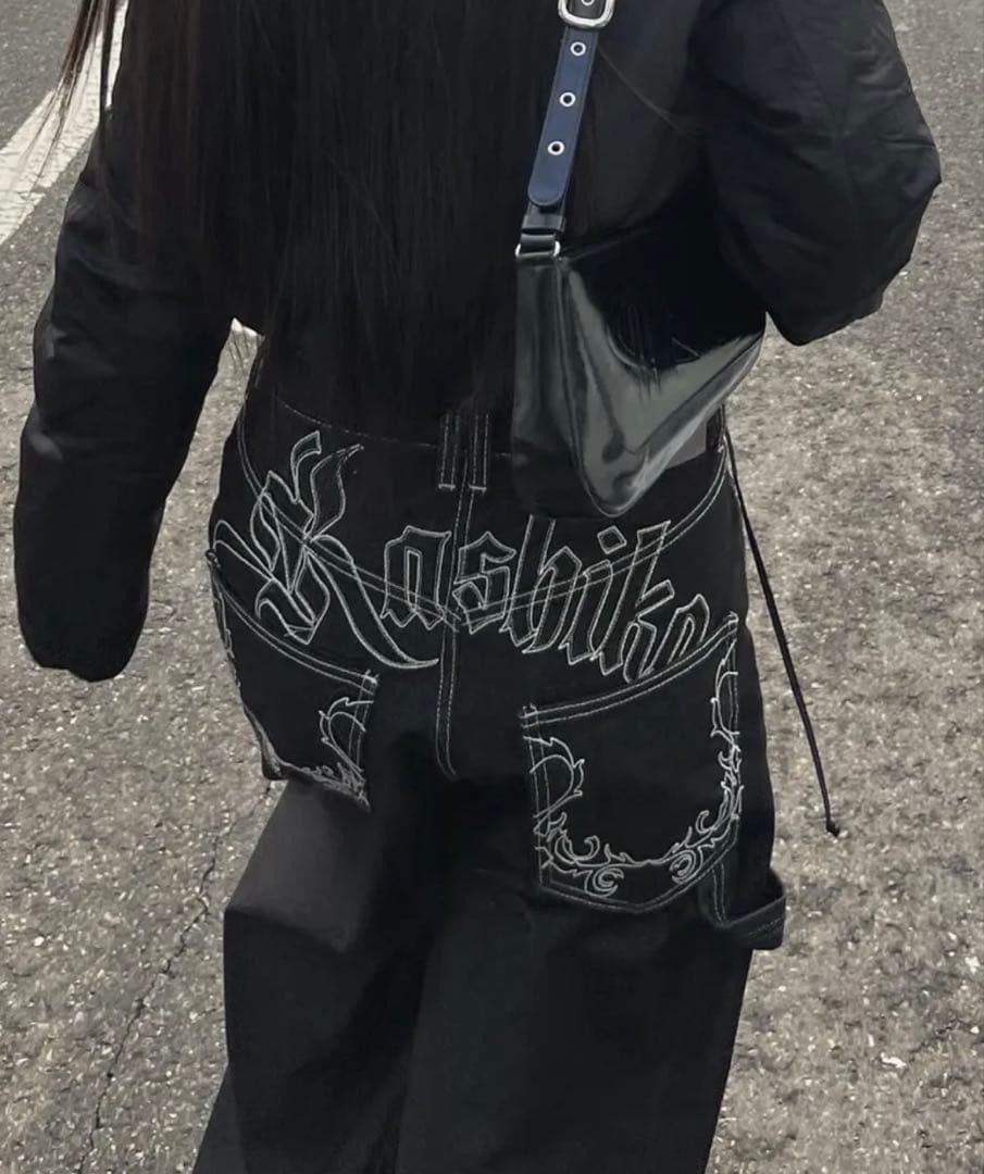 kashiko デニムズボン ブラック シズニルック
