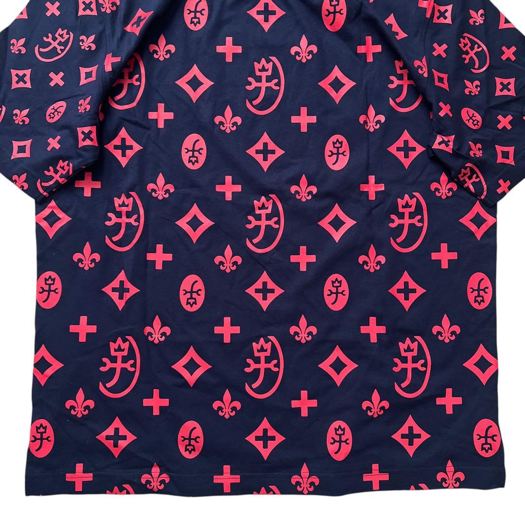 CASTELBAJAC　モノグラム柄半袖Tシャツ　ネイビー赤　22ss　48