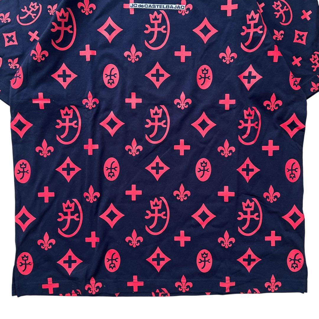 CASTELBAJAC　モノグラム柄半袖Tシャツ　ネイビー赤　22ss　48