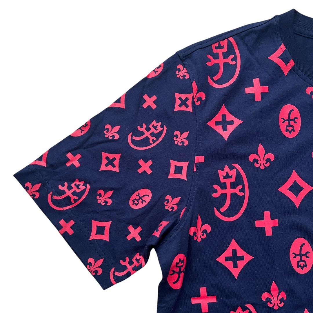 CASTELBAJAC　モノグラム柄半袖Tシャツ　ネイビー赤　22ss　48