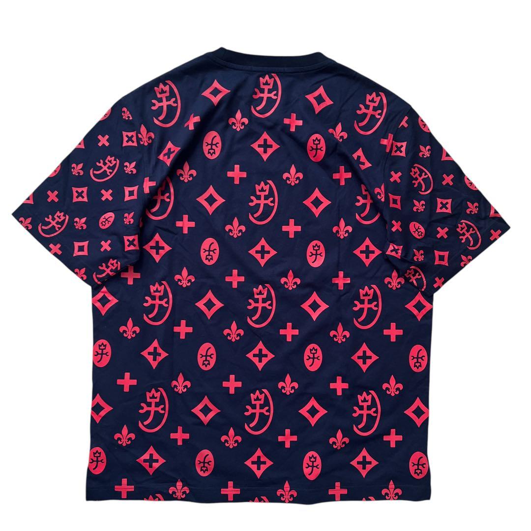 CASTELBAJAC　モノグラム柄半袖Tシャツ　ネイビー赤　22ss　48