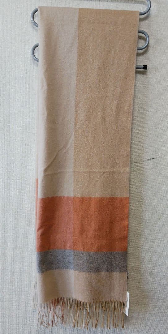 【新品・タグ付き】カシミヤ 100% 大判 IMC ストール チェック オレンジ