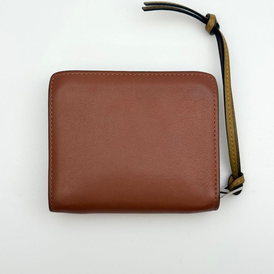 美品✨ロエベ アナグラム コンパクトジップウォレット 二つ折り財布 ブラウン