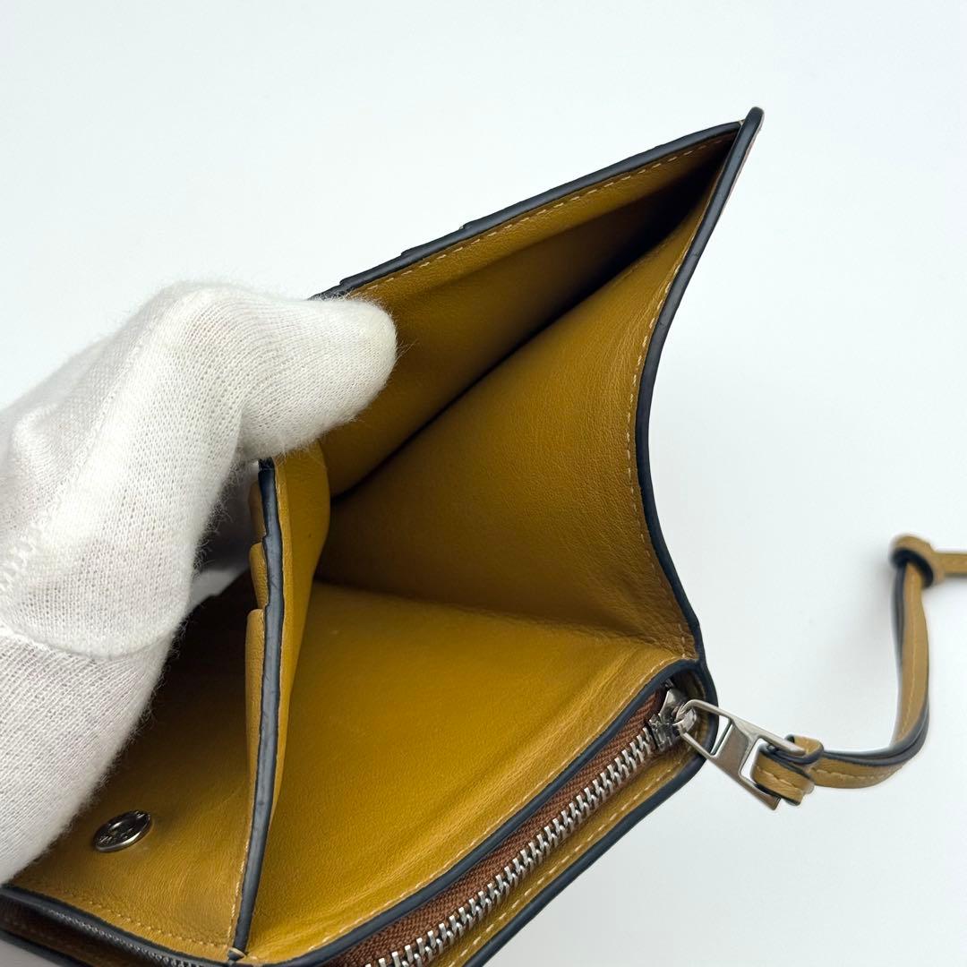 美品✨ロエベ アナグラム コンパクトジップウォレット 二つ折り財布 ブラウン