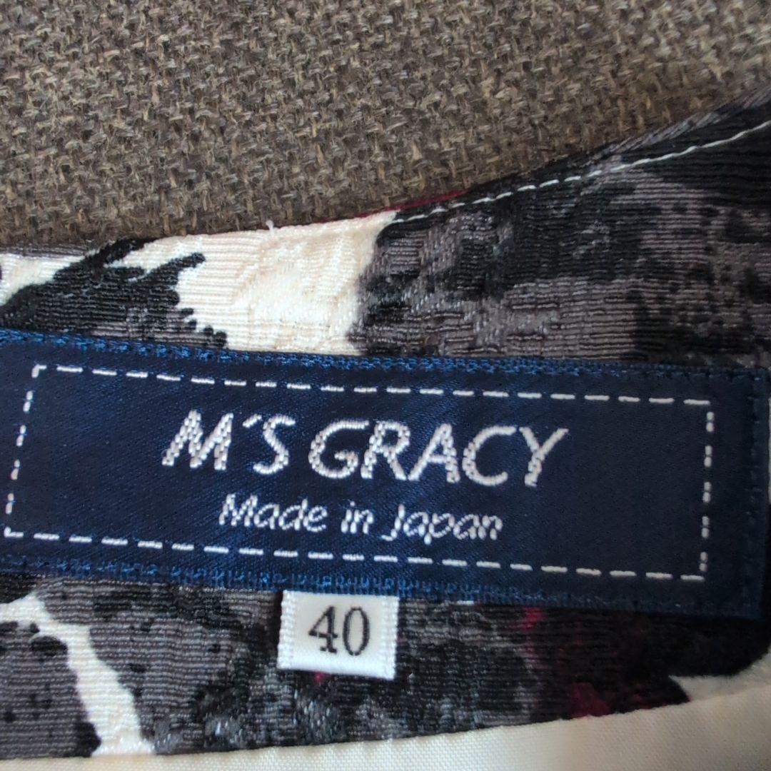 M'S GRACY 花柄 半袖ひざ丈ワンピース 40