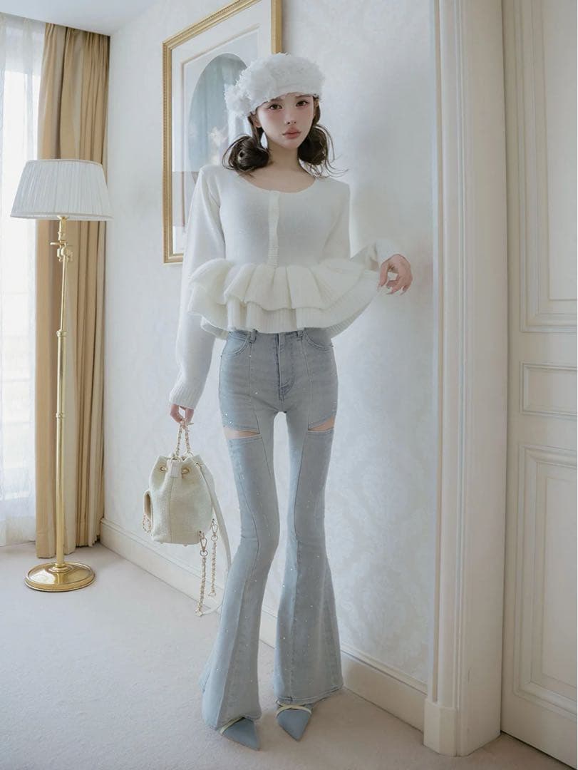 Darich ドロップビジューフレアデニムパンツ xs