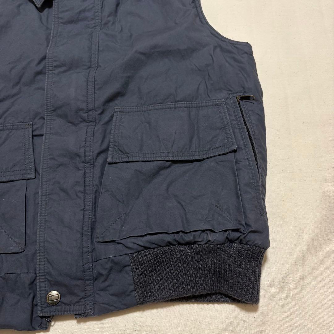 80s Woolrichコットンベスト グレー M相当 裏チェック ワークベスト