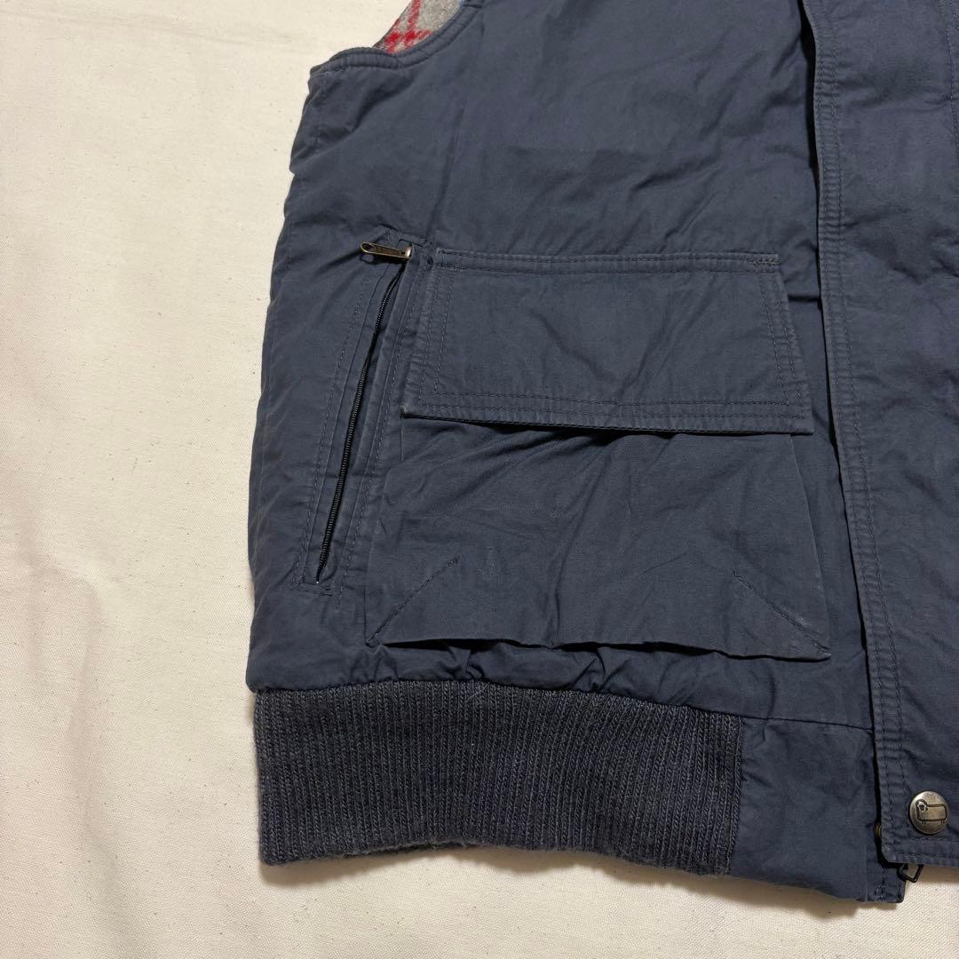 80s Woolrichコットンベスト グレー M相当 裏チェック ワークベスト