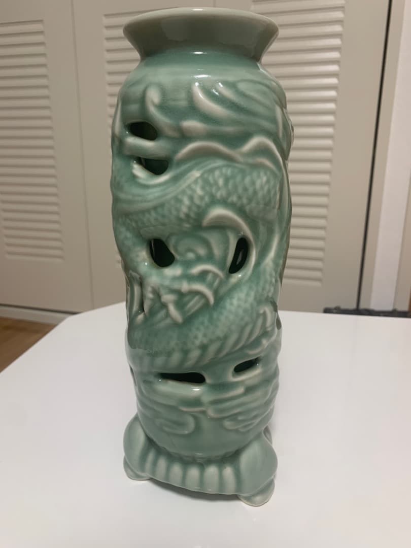 中国美術◆龍泉窯 青磁 二重焼 青磁釉 青ひび焼 透彫 希少 賞物 唐物 骨董