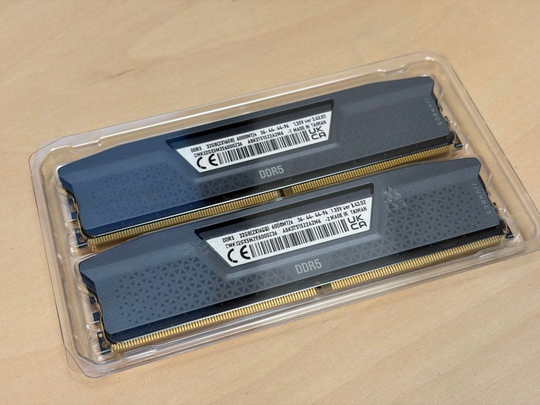 【動作確認・美品】CORSAIR DDR5-6000 CL36 (16GB×2)