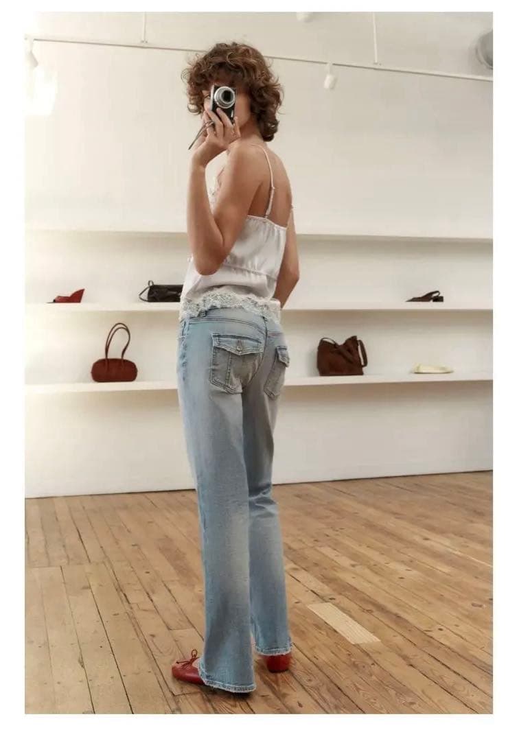 ZARA サテンレースキャミソール　M