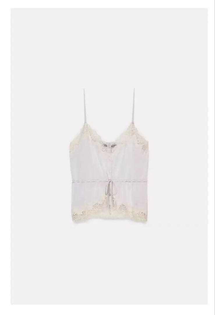 ZARA サテンレースキャミソール　M