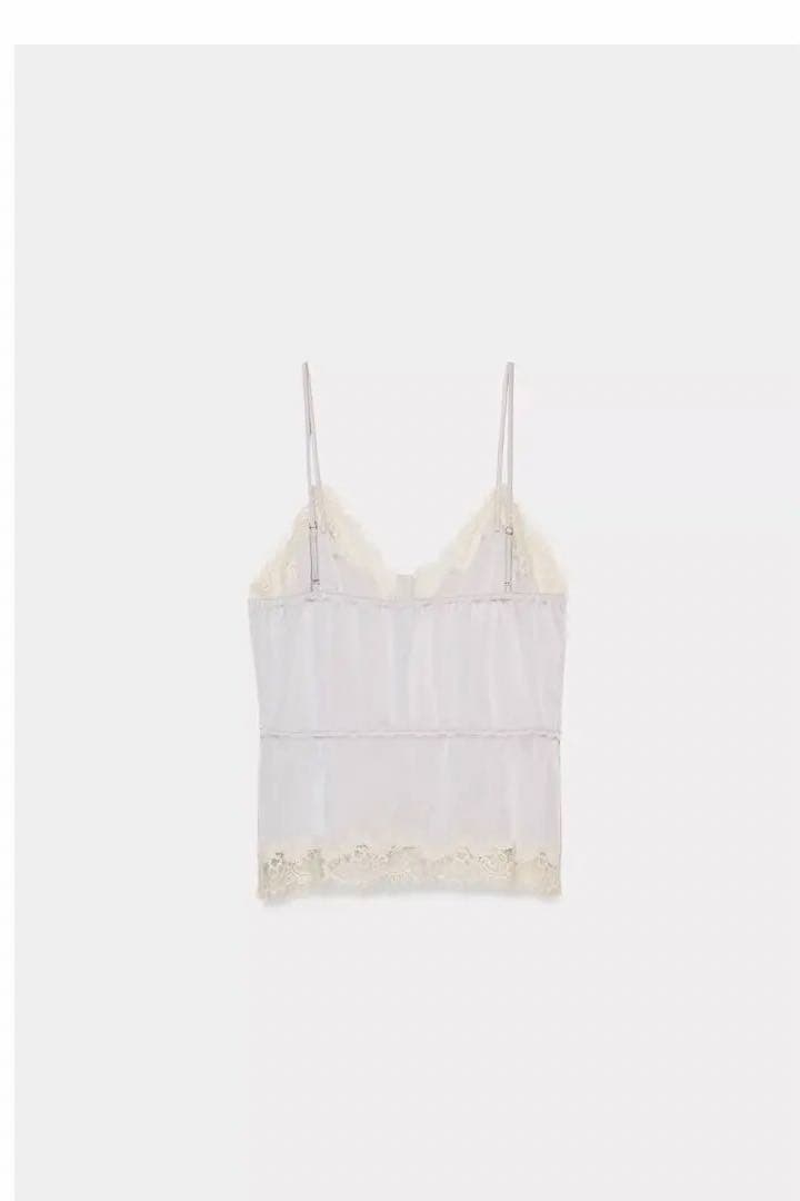 ZARA サテンレースキャミソール　M