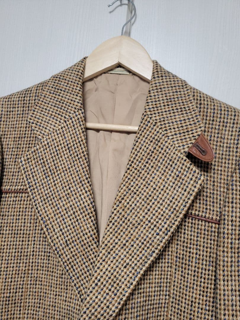 60s HarrisTweed ST.LAZARE レザー ツイードジャケット