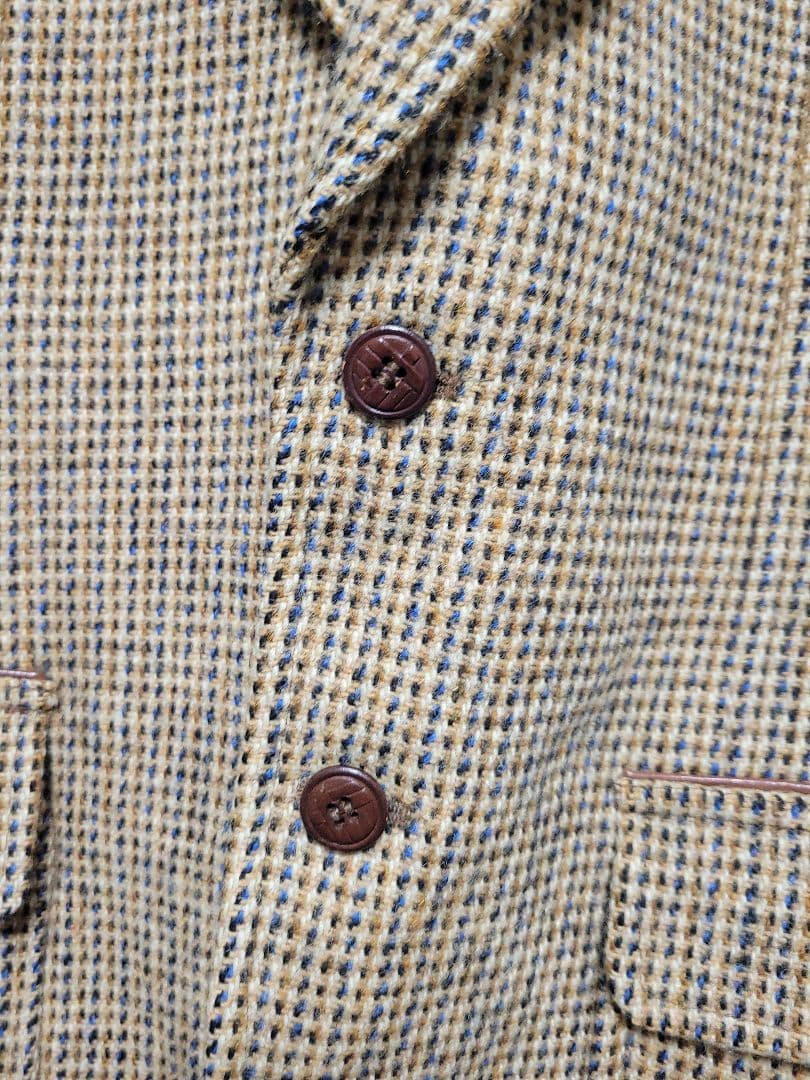 60s HarrisTweed ST.LAZARE レザー ツイードジャケット