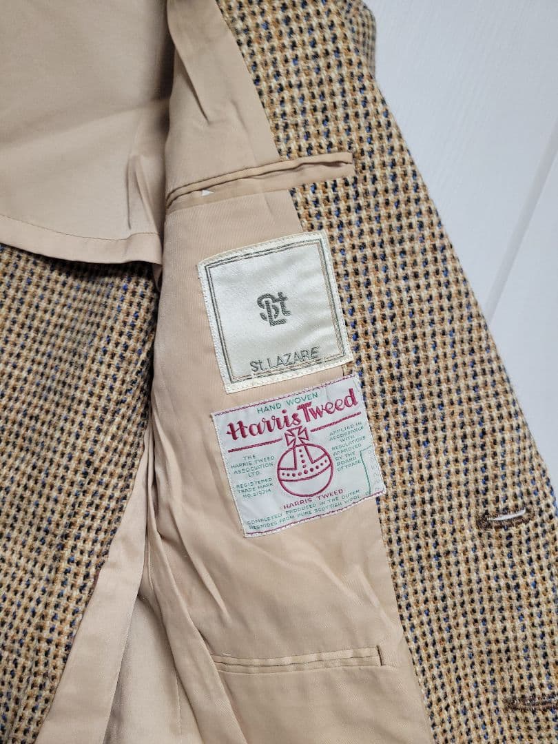60s HarrisTweed ST.LAZARE レザー ツイードジャケット