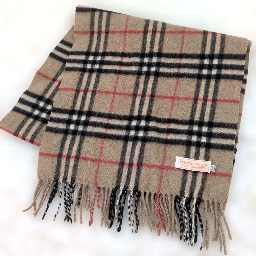 美品　BURBERRY ノバチェック カシミヤ100% マフラー ベージュ