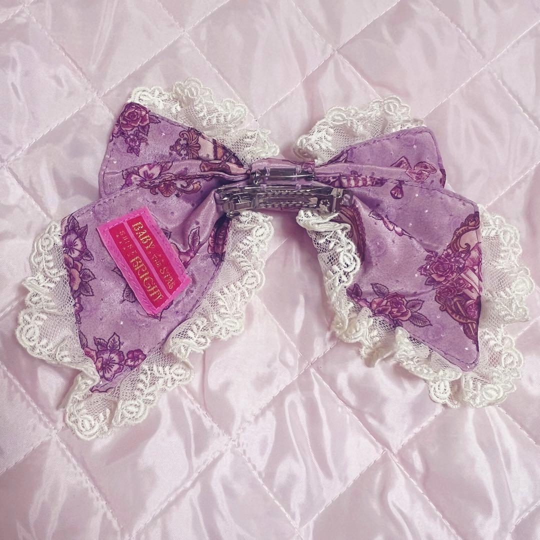 【美品】BABY, ジャンパースカート＆リボンバレッタ ラベンダー　JSK