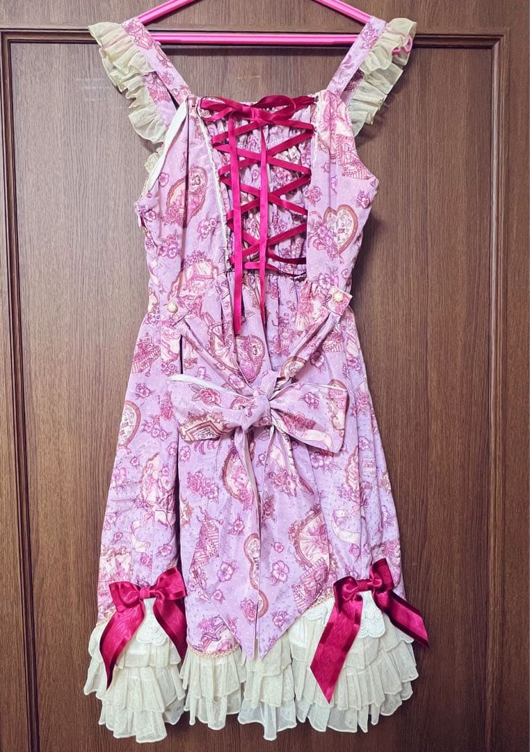 【美品】BABY, ジャンパースカート＆リボンバレッタ ラベンダー　JSK