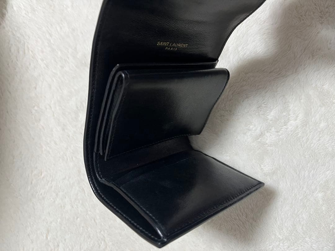 SAINT LAURENT キルティング三つ折り財布 ブラック