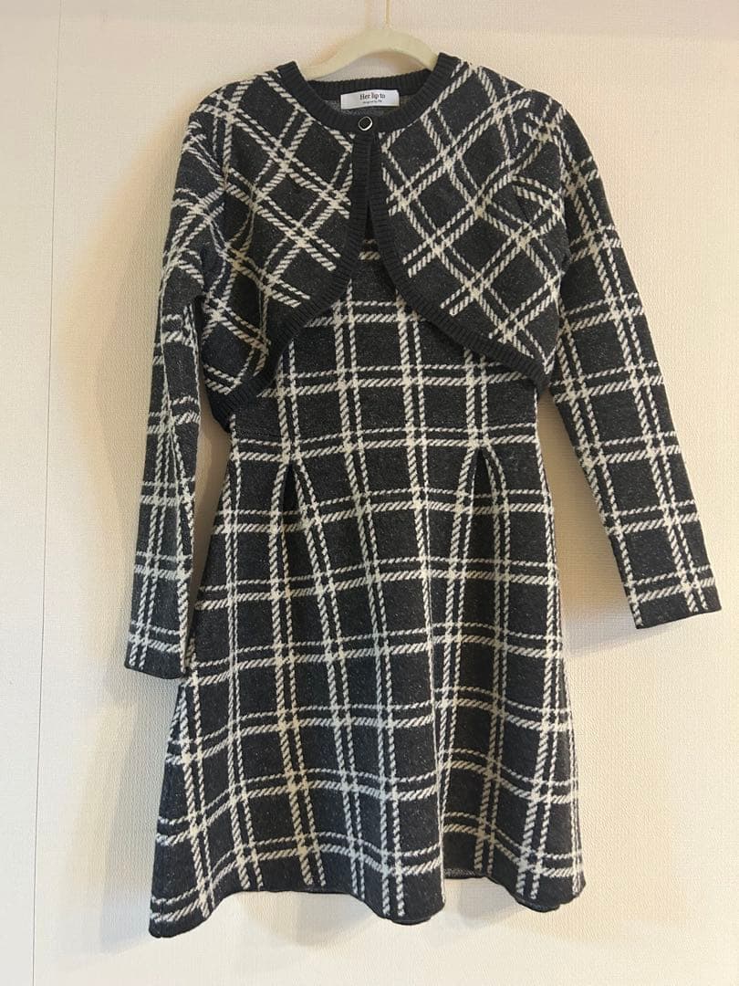 ワンピース Pantheon Checked Knit Dress herlipto