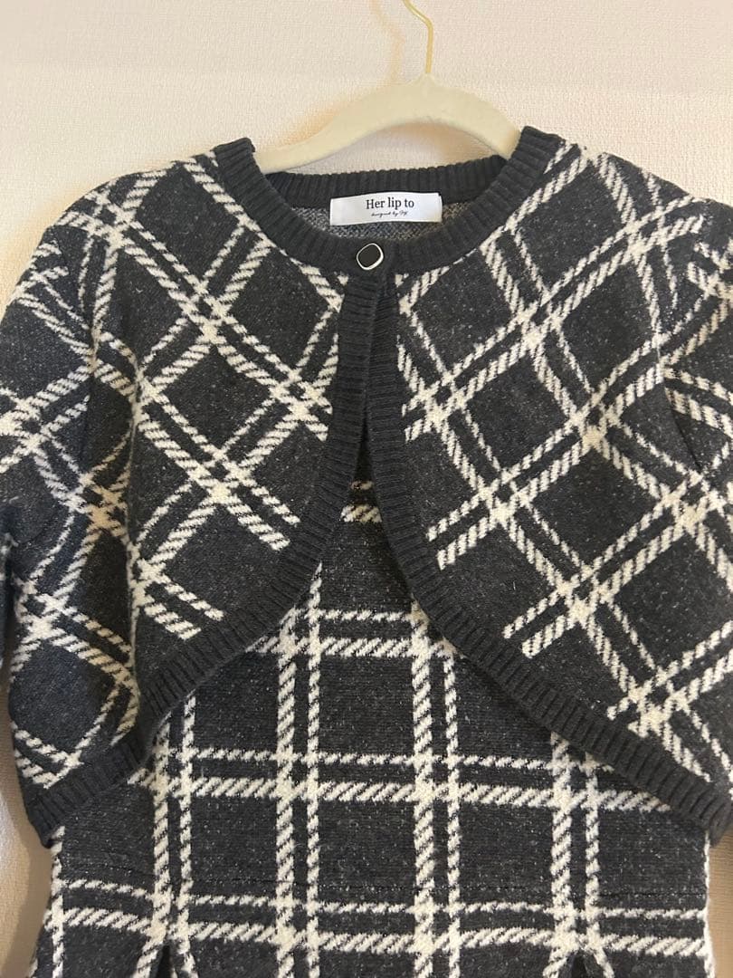ワンピース Pantheon Checked Knit Dress herlipto