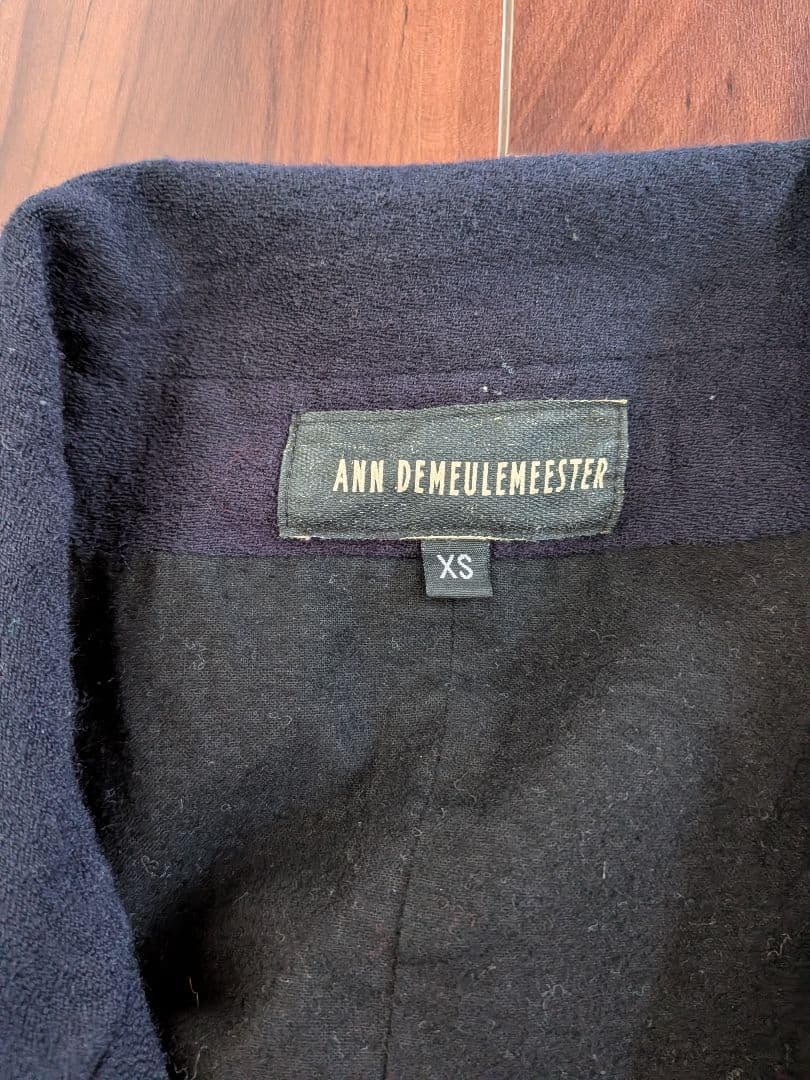 ANM DEMEULEMEESTER2008AWジレベストXSネイビーラペル切替