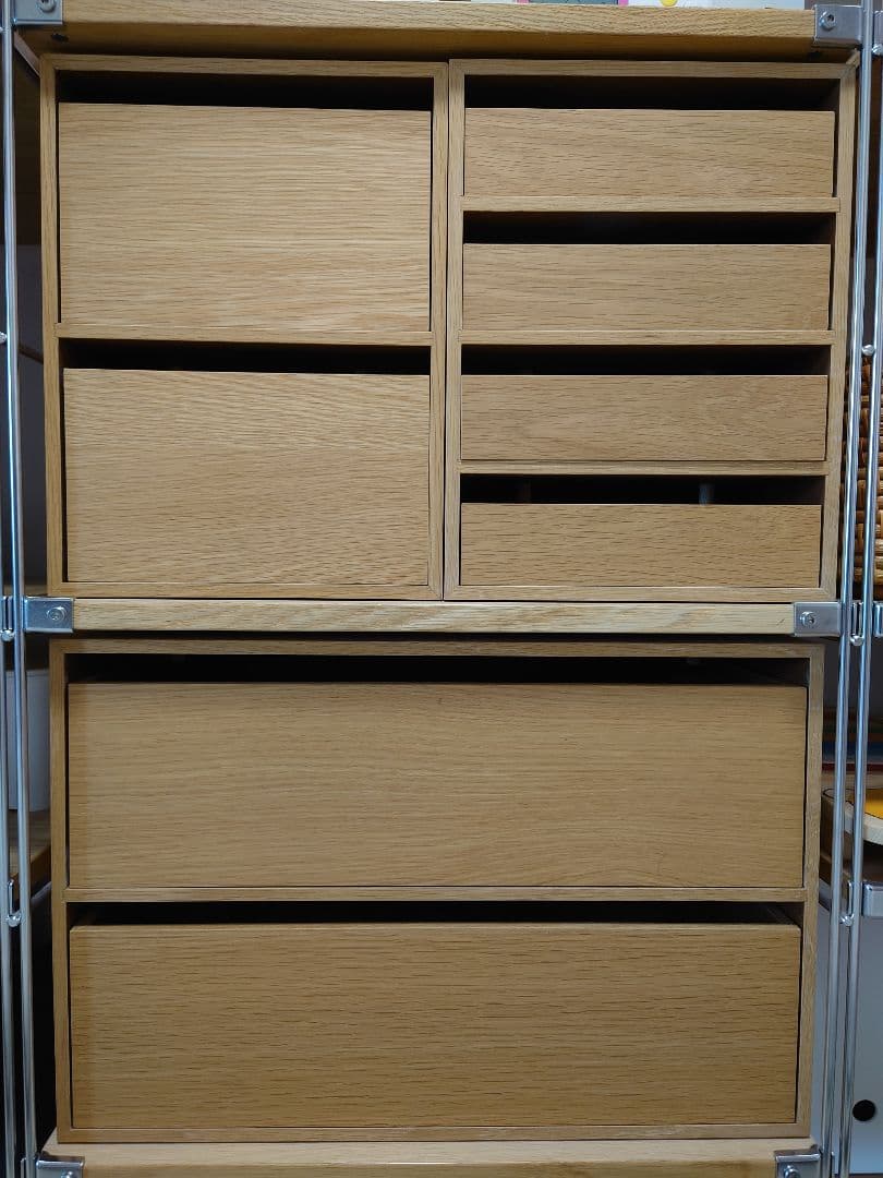 新品未使用！【廃盤品】無印良品 オーク材2段引出 木製収納ケース まとめ買い割引
