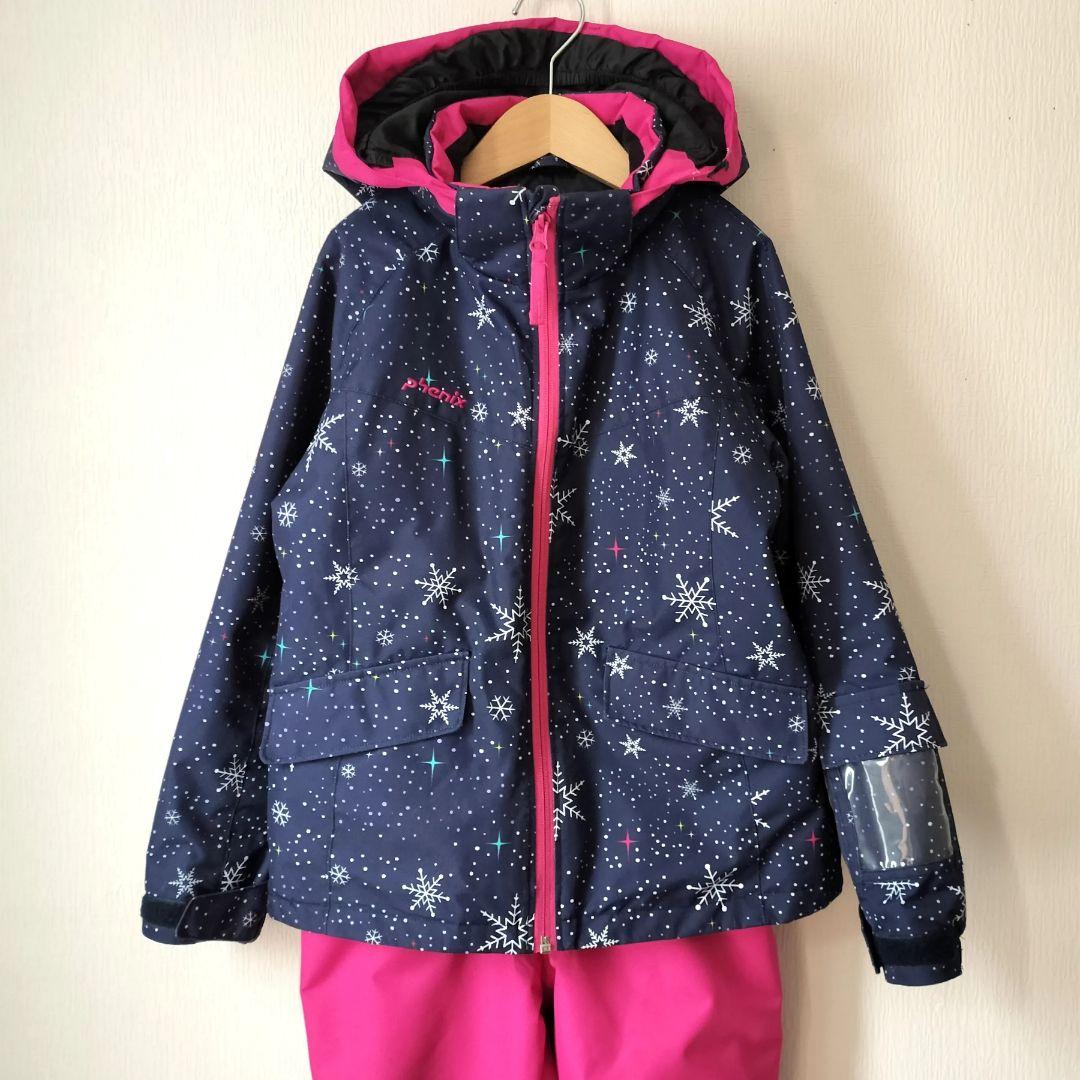 美品 Phenixスキーウェア 上下 女の子140 130 雪結晶☆紺ピンク