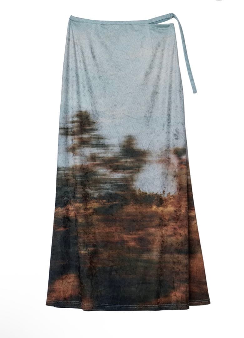 スカート UND LANDSCAPE PRINT WAIST SLIT SKIRT