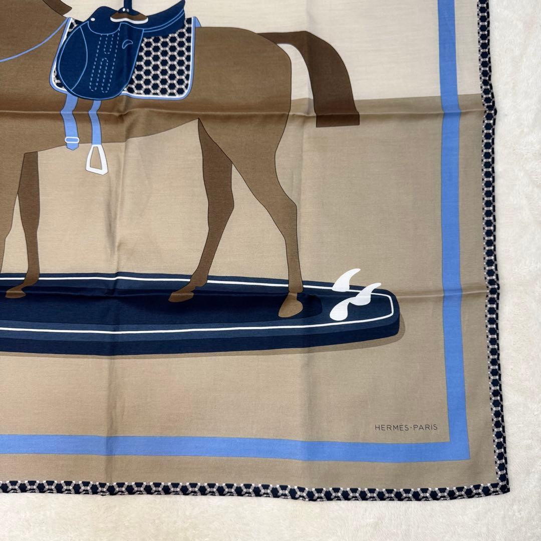 未使用品☆ HERMES エルメス カレH カレ65 サーフィン ファン　箱付き