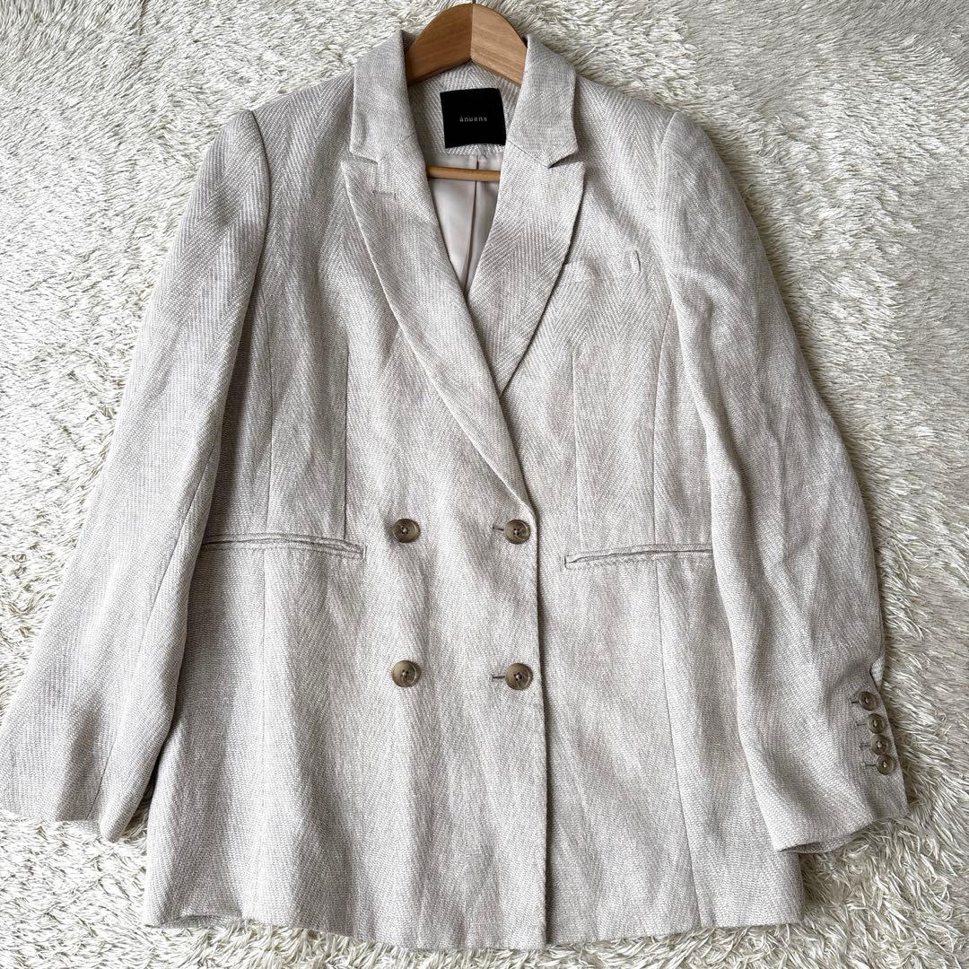 完売品☆anuans アニュアンス　ヘリンボーンリネンジャケット （BEIGE）