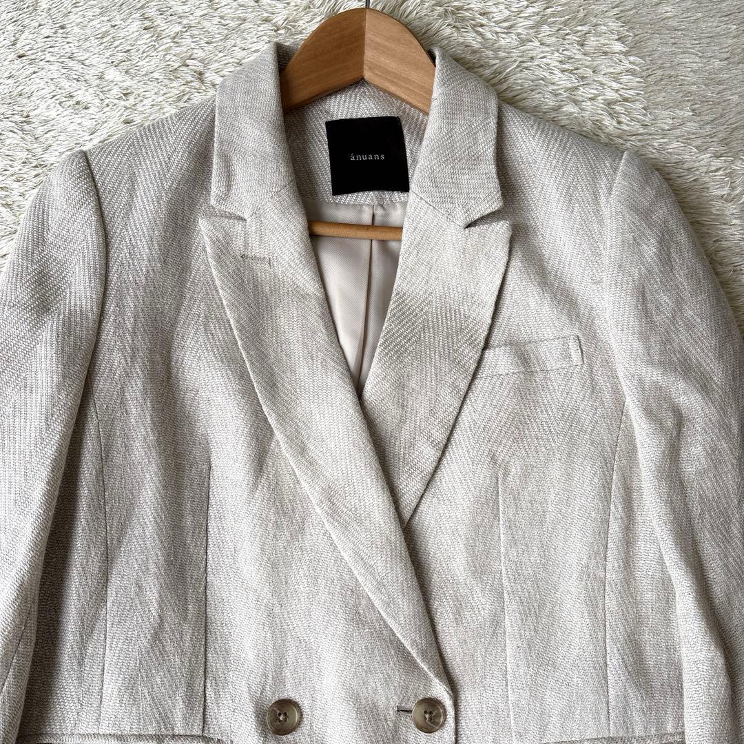 完売品☆anuans アニュアンス　ヘリンボーンリネンジャケット （BEIGE）