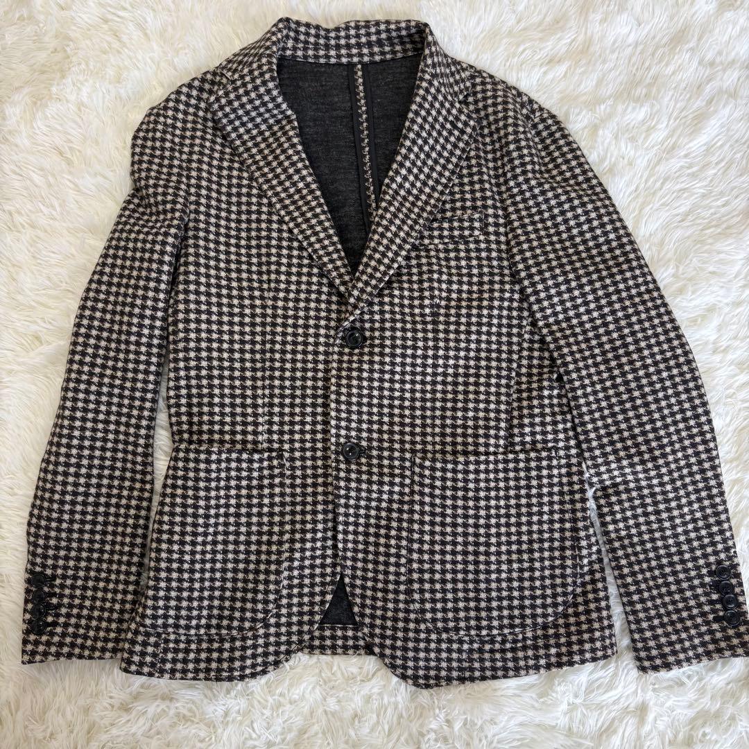 極美品】ZARA ストレッチ テーラードジャケット 千鳥格子 L相当 春コーデ