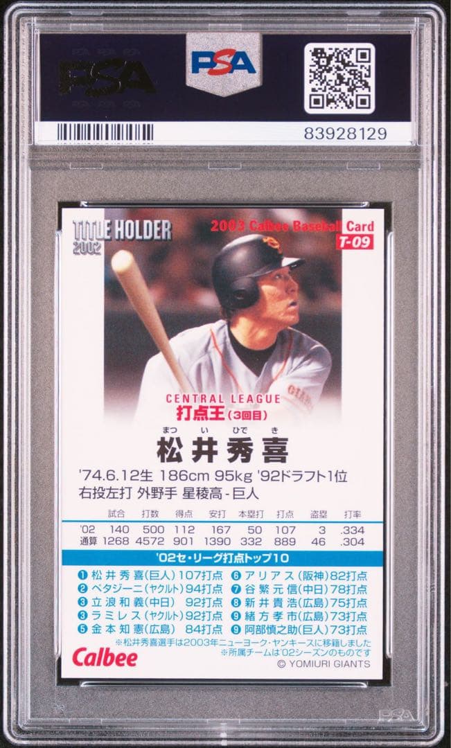 特価‼️PSA7  松井秀喜 プロ野球チップス 2003 T-9 世界に1枚‼️