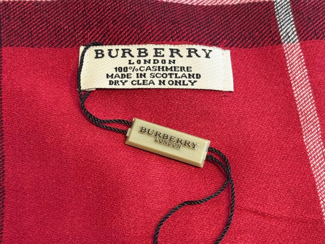 バーバリー BURBERRY カシミア　ストール　レッド系チェック