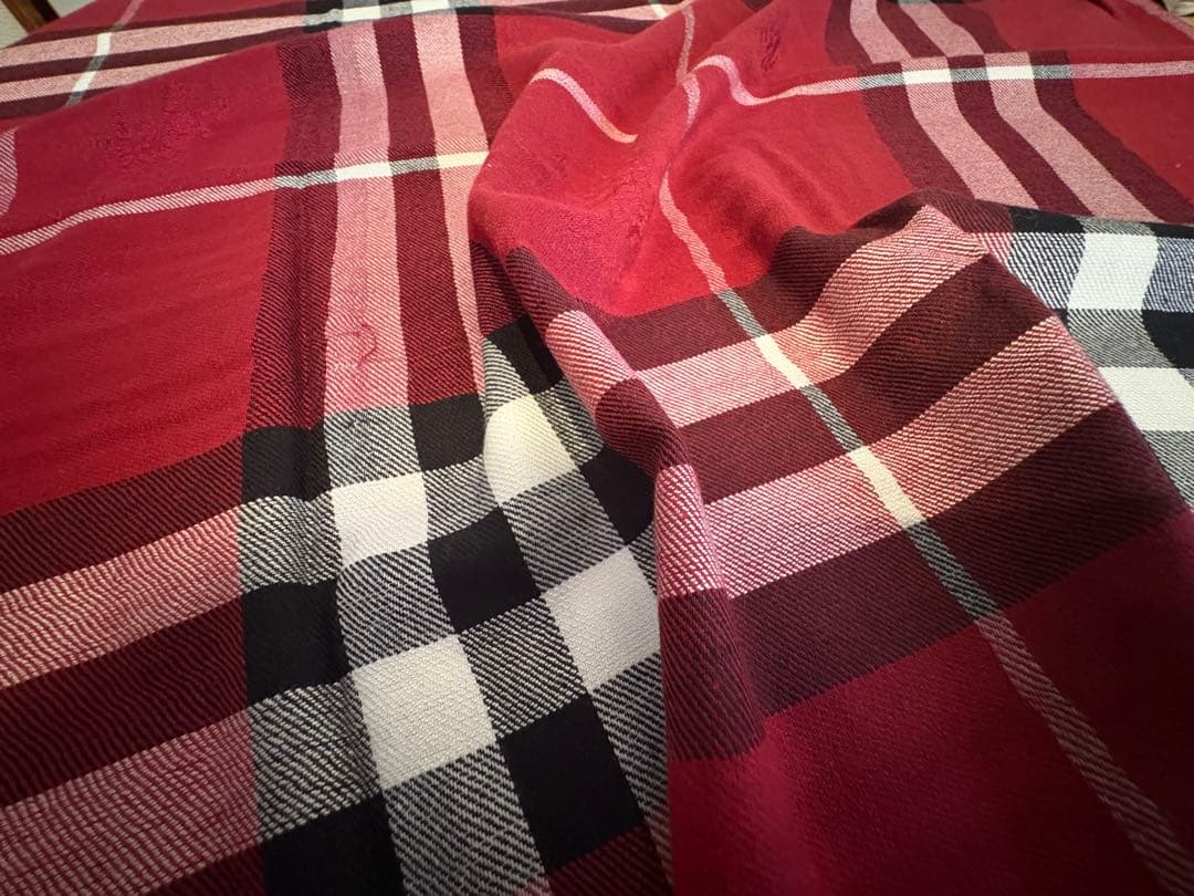 バーバリー BURBERRY カシミア　ストール　レッド系チェック