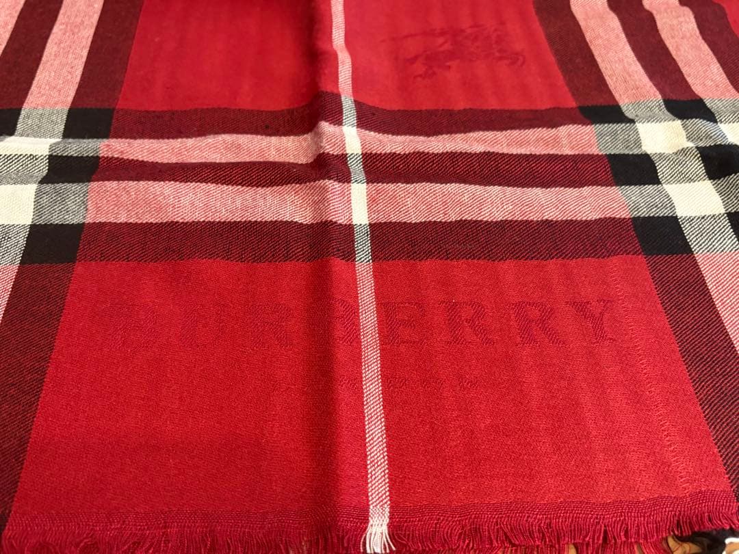 バーバリー BURBERRY カシミア　ストール　レッド系チェック