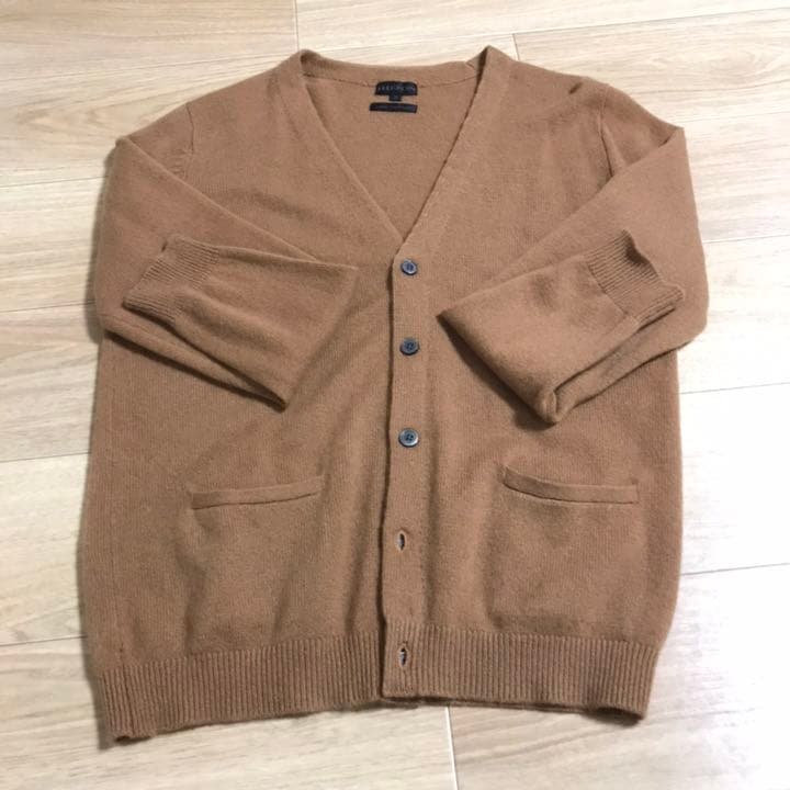 ヒルトン カシミヤ カーディガン キャメルカラー