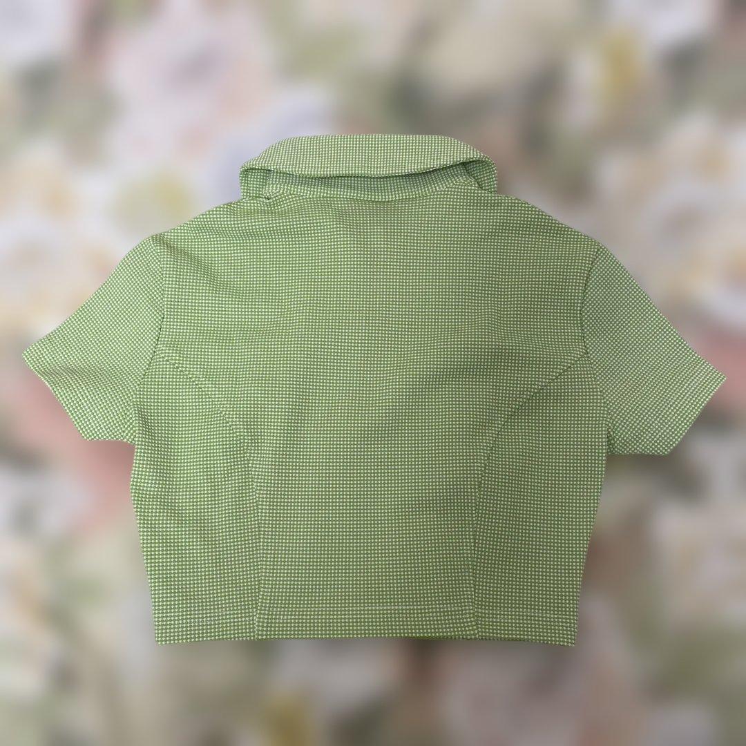 VERSACE JEANS COUTURE グリーンチェック クロップドポロＴ