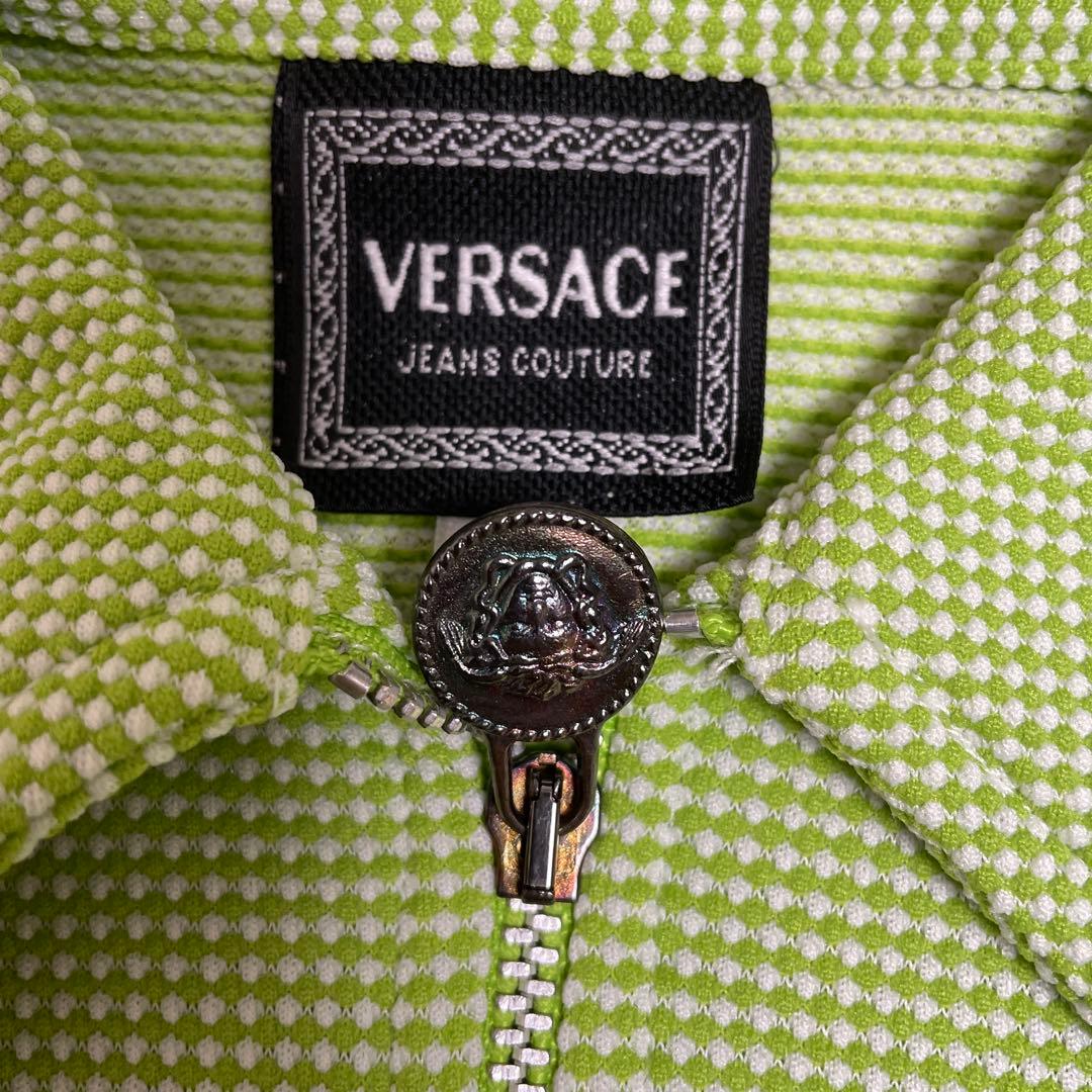 VERSACE JEANS COUTURE グリーンチェック クロップドポロＴ