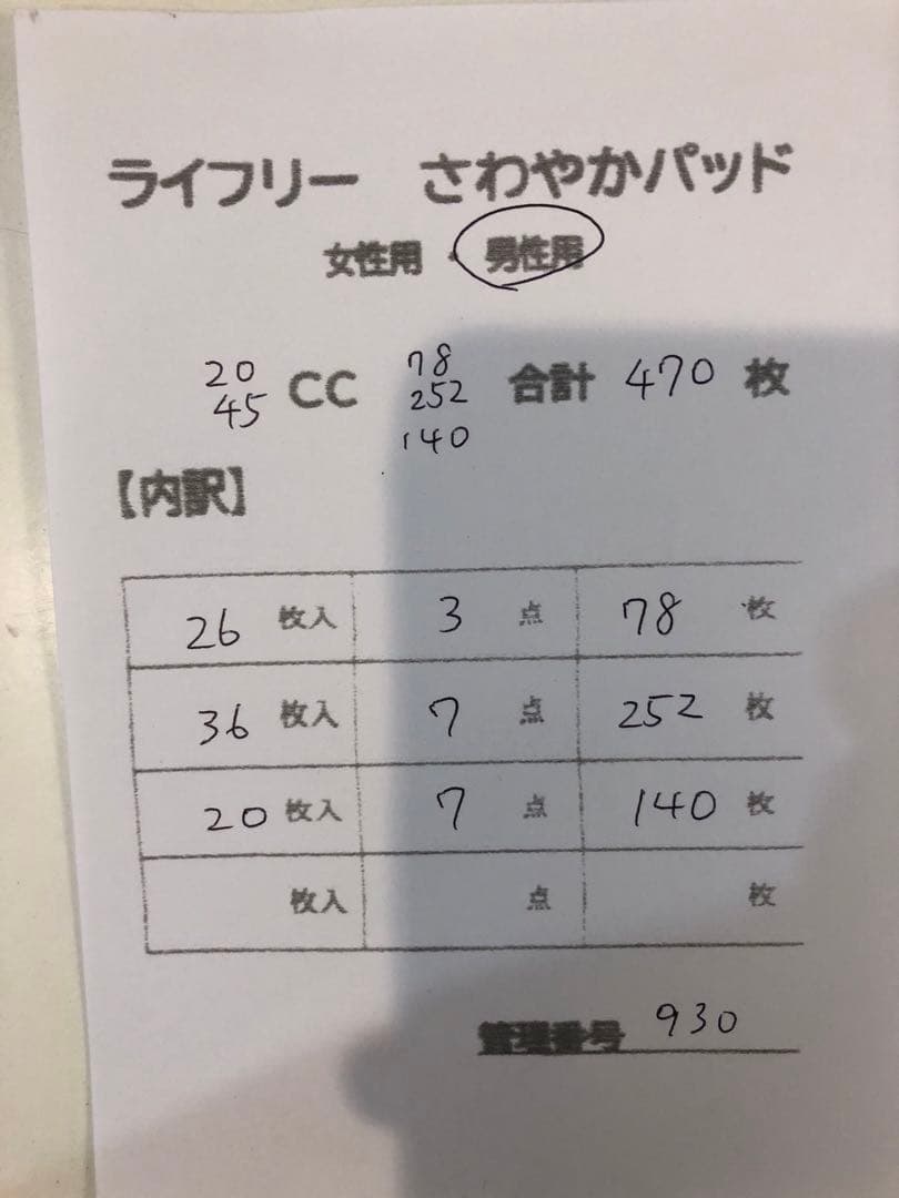 930ライフリーさわやかパッド【20.45cc】合計470枚17点セット