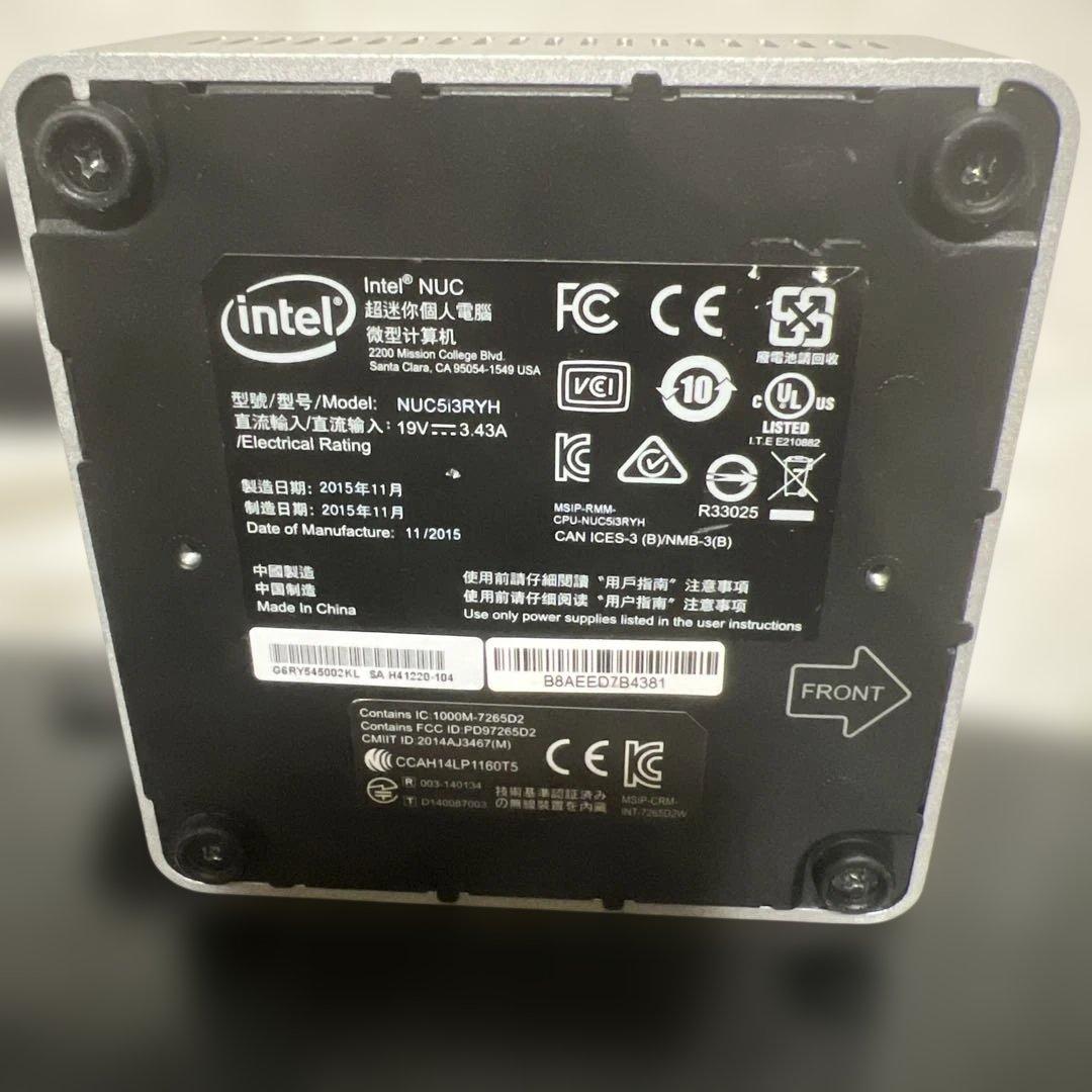 Windowsデスクトップ INTEL NUC5i3RYH core i3-5010U cpu2.10GHz