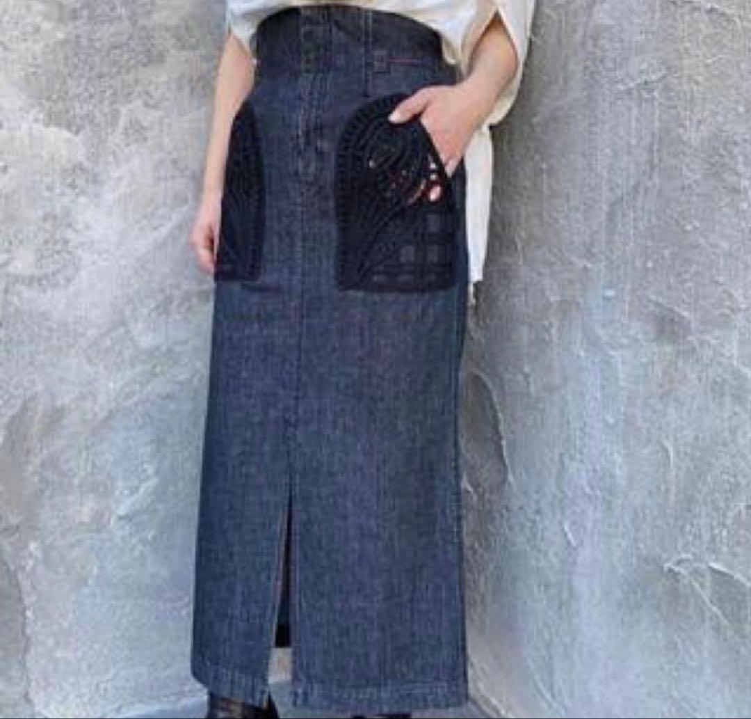 mame kurogouchi デニムスカート コード刺繍 完売品 美品