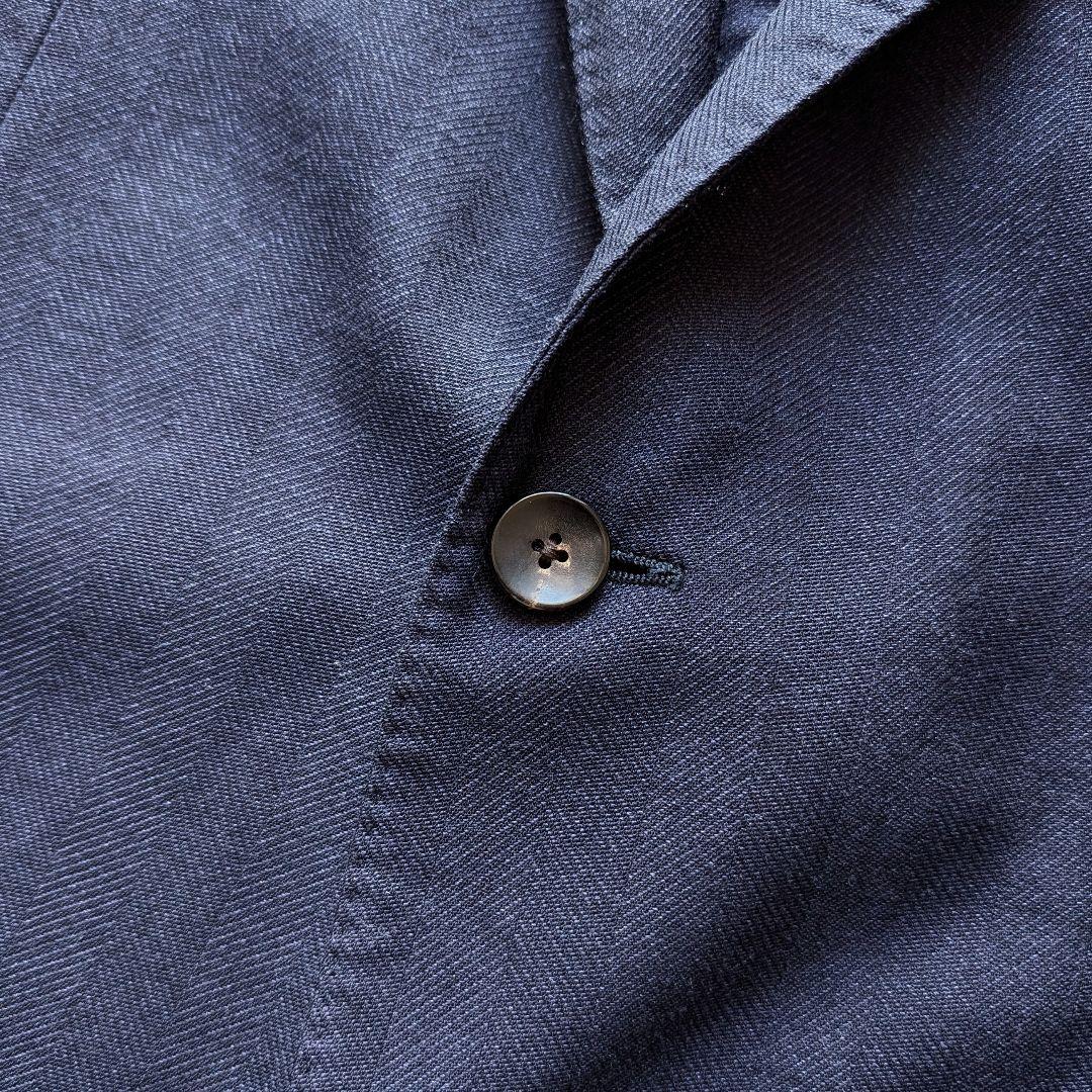 【近年モデル】LARDINI ネイビージャケット シルク混 ヘリンボーン 50