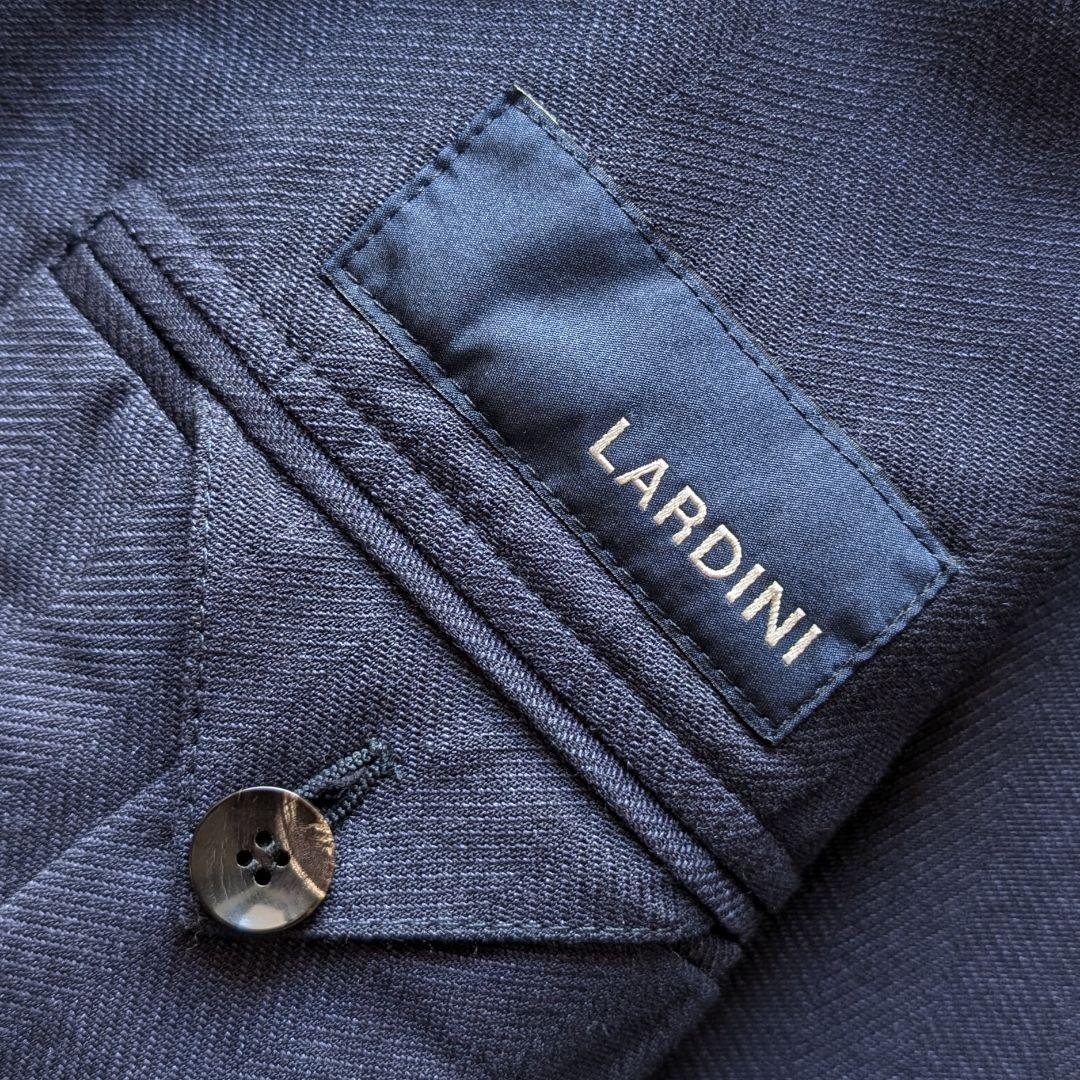 【近年モデル】LARDINI ネイビージャケット シルク混 ヘリンボーン 50