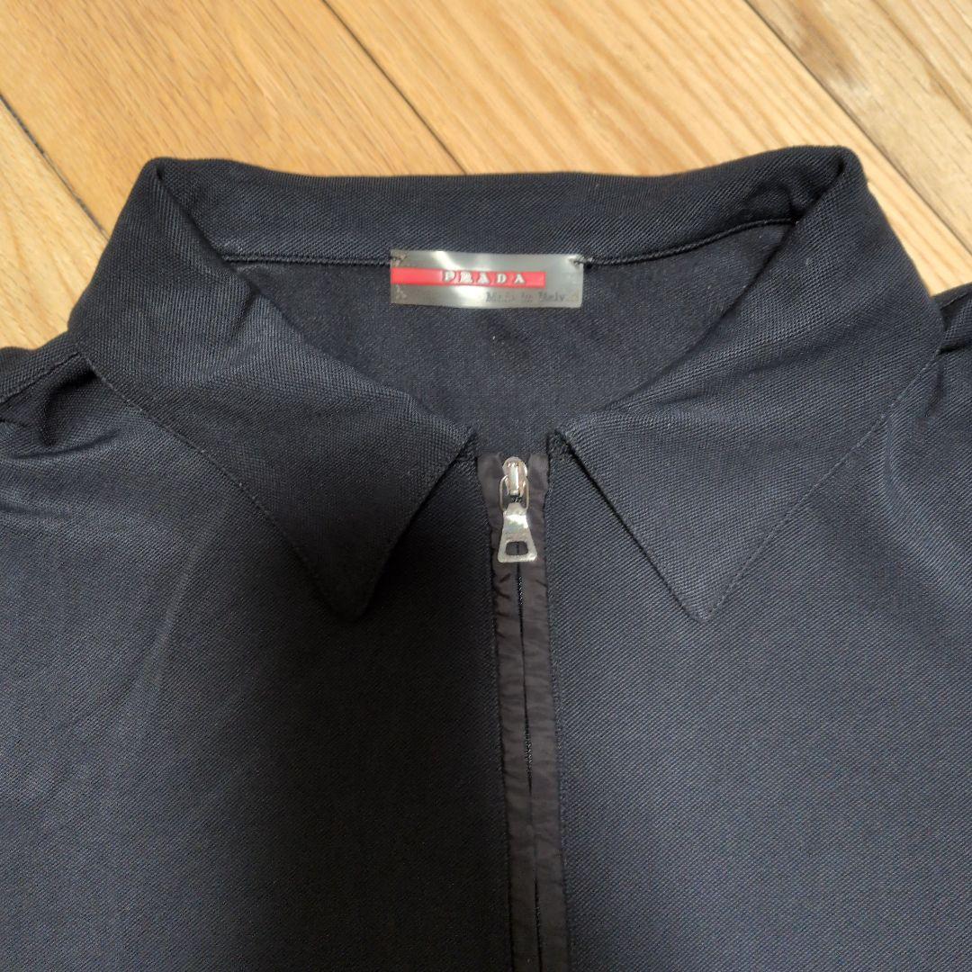 PRADA　ハーフジッパー黒ポロシャツ　XL