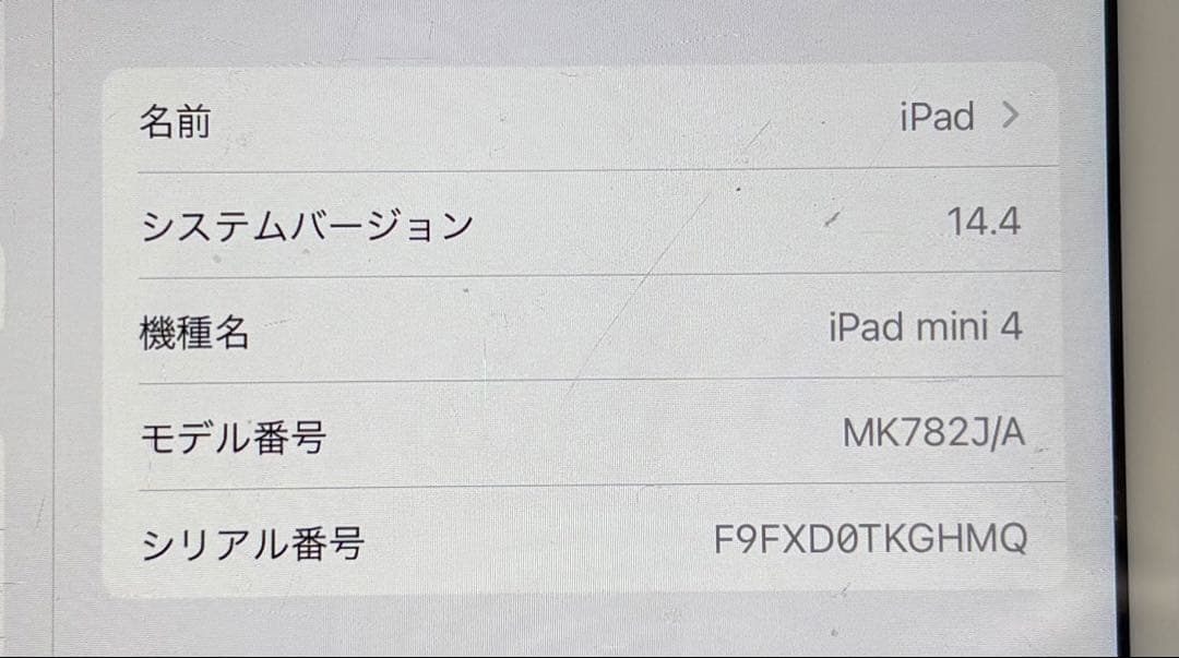 Apple iPad mini4 第四世代　128GB 動作確認、初期化済