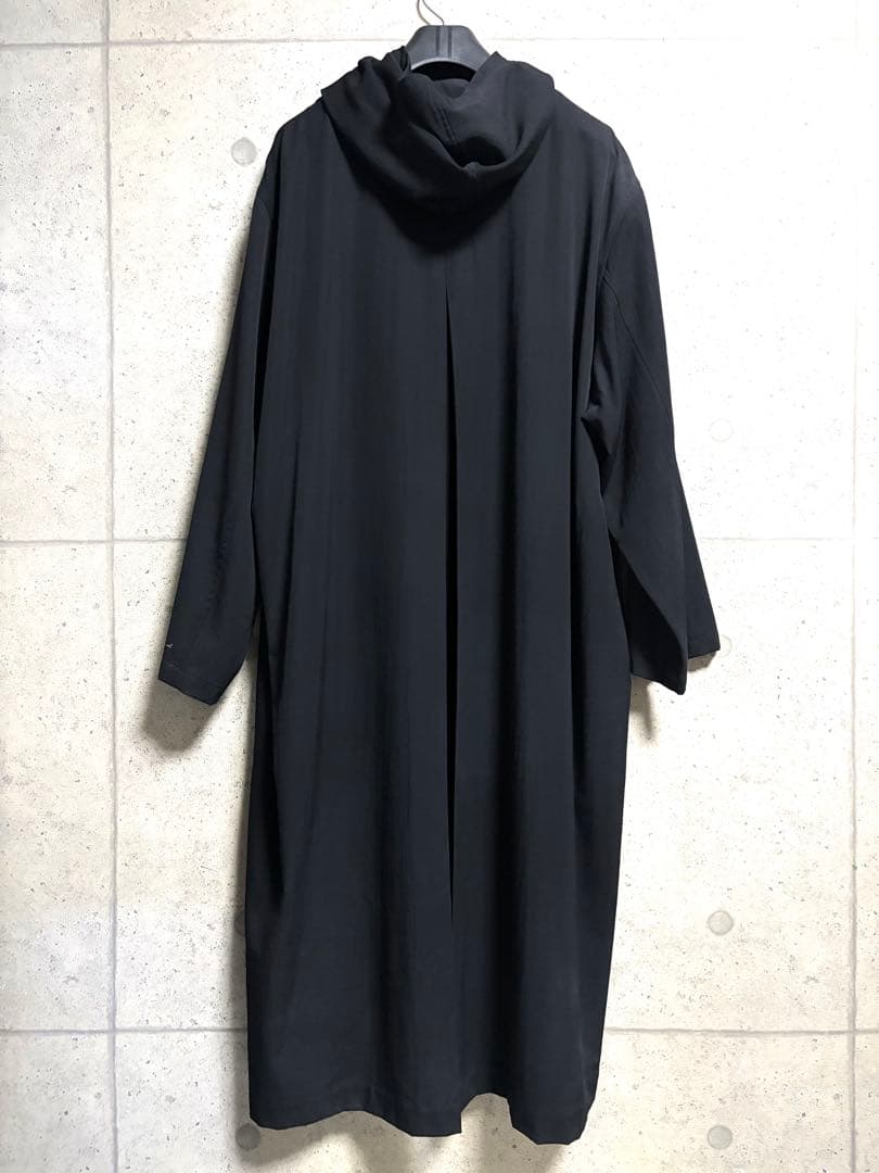 Yohji Yamamoto フーデッドロングコート 丸ロゴ